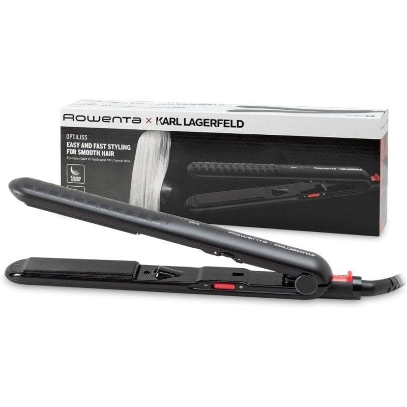 Prancha de Cabelo Cerâmica Turmalina Rowenta Extra Liss SF411LF0 230ºC 6 Definições Placas Largas Desligar Automático Visor LED Preto