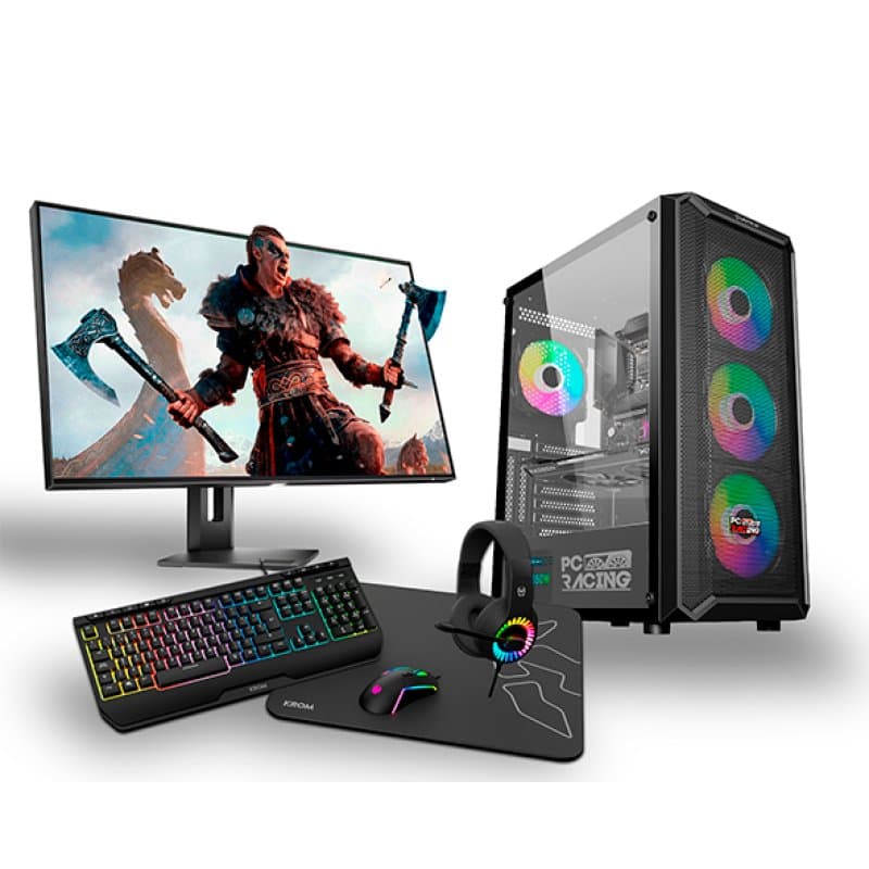 Computador Desktop PC Racing Pack AMD Ryzen 5 5600G/16GB/480GB SSD/RX 6600 + Monitor 24" FullHD + Teclado + Rato