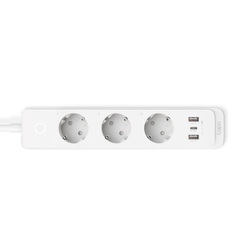 Régua de tomadas TP-Link Tapo P300 3 Tomadas Inteligente Wi-Fi USB-A USB-C Carregamento Rápido Individual