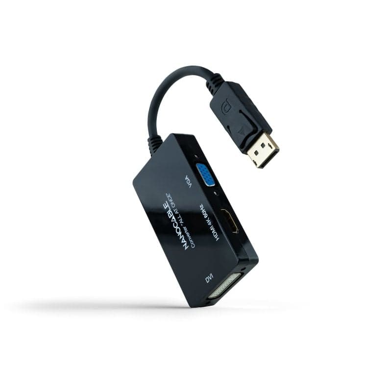 Nanocable Conversor DisplayPort para HDMI/DVI/VGA 20cm Preto