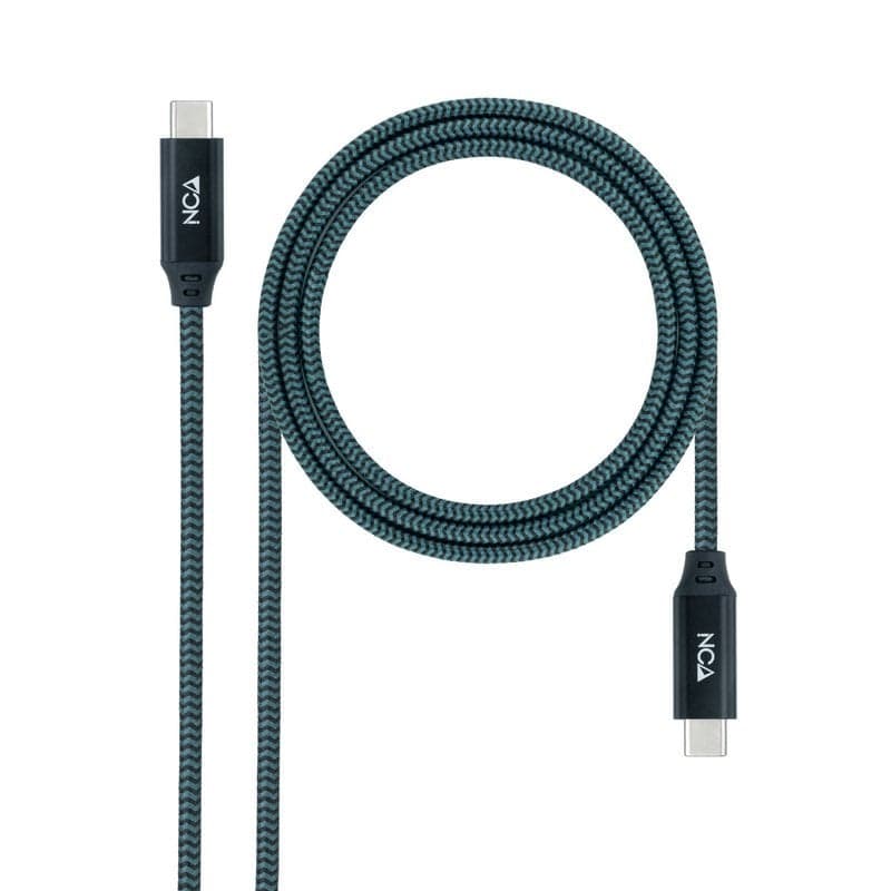 Nanocabo USB 3.2 Gen2x2 20Gbps 5A/100W 4K/60Hz USB-C Cabo Macho/Macho 2m Verde-azulado/Preto