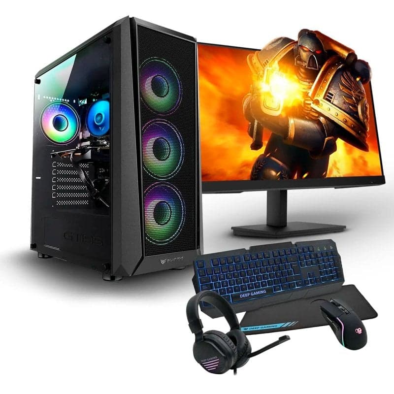 Computador Desktop PC Racing Gaming AMD Ryzen 5 4500G/16GB/1TB SSD/GTX 1650 + Monitor 24" FullHD + Combo Gaming