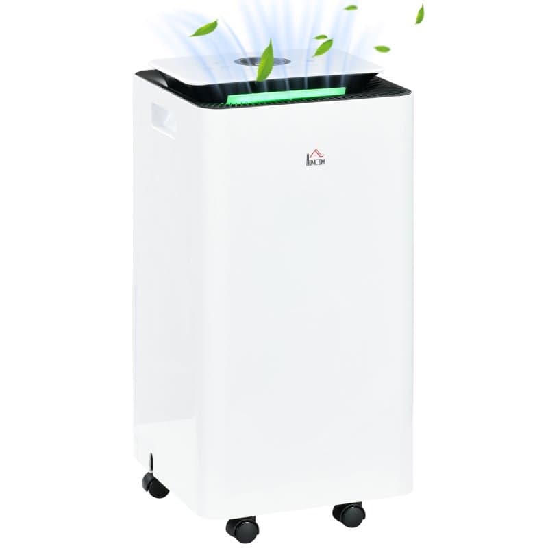 Homcom Desumidificador Elétrico Com 5 Modos 2 Velocidades 25x25x50,5 Cm Branco