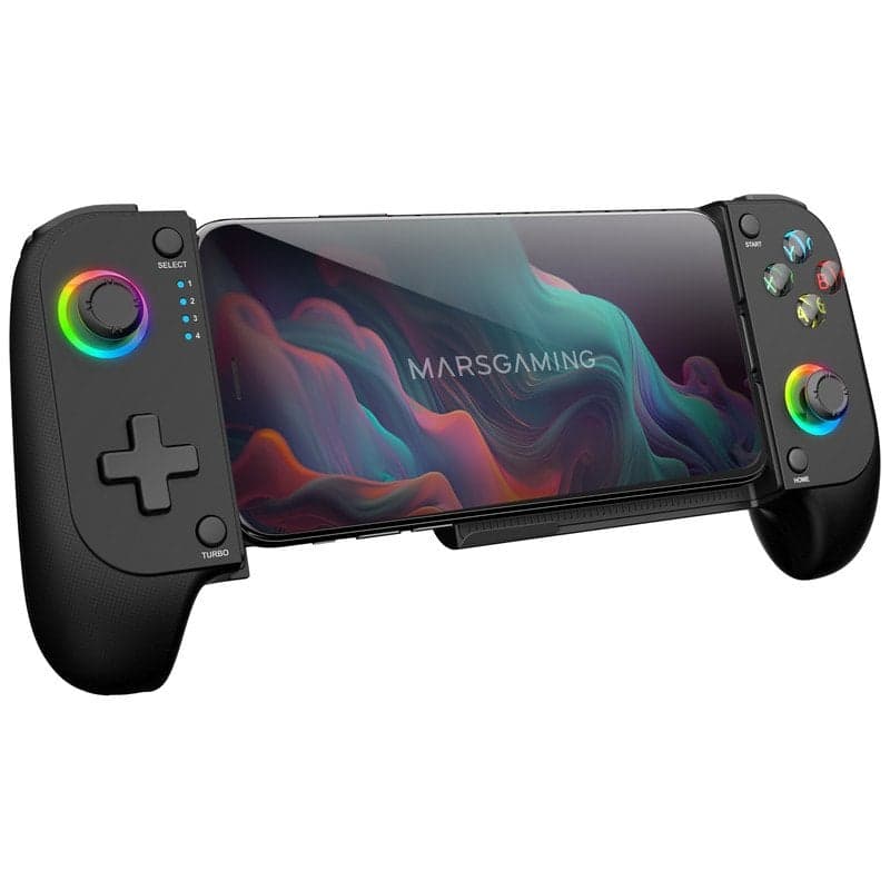 Mars Gaming MGPX Gamepad RGB com Vibração Dupla Função Turbo Bluetooth 5.0 Preto para Android e iOS