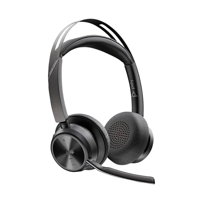 Auriculares Poly Wireless Bluetooth 5.1 com ANC, microfone de boom e base de carregamento