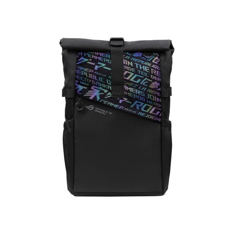 Mochila para portátil ASUS 17″ em poliéster estampado preto e resistente à água