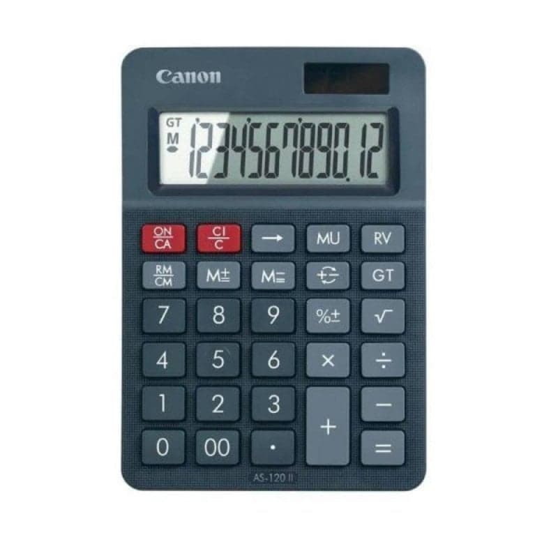 Calculadora Canon AS-120 II Secretária 12 dígitos LCD Inclinada Bateria Solar Preta