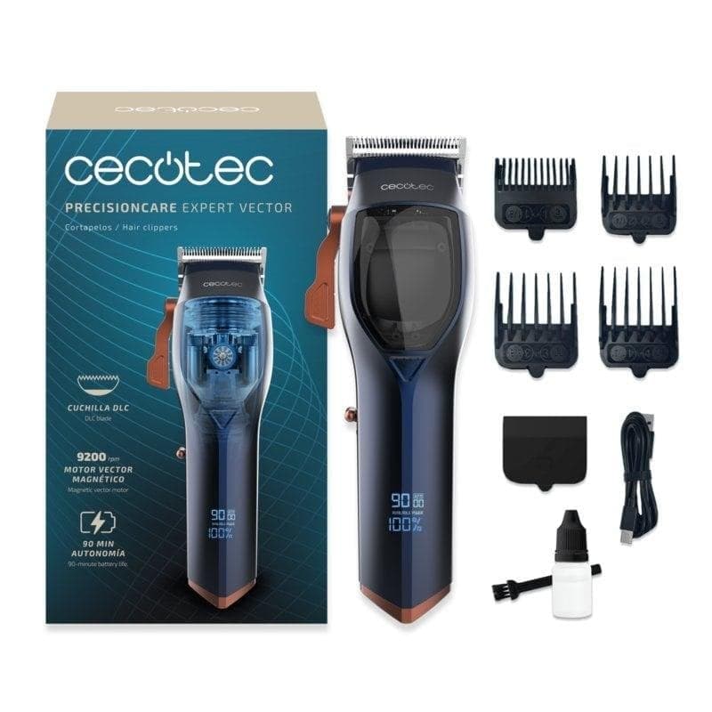 Máquina de Cortar Cabelo Cecotec PrecisionCare Expert Vector Sem Fios 90min 4 Pentes