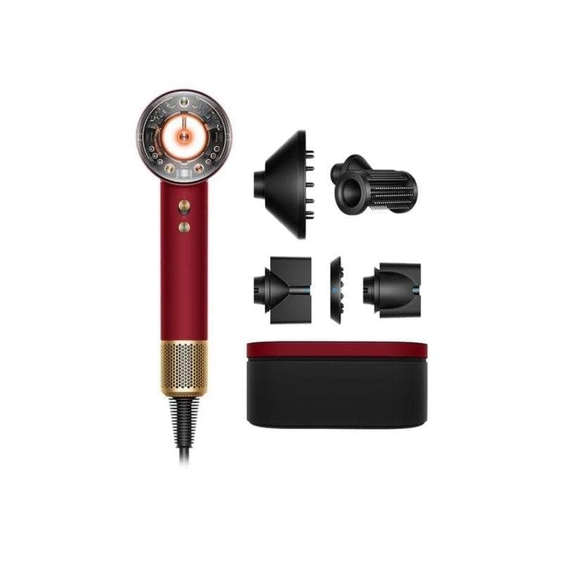 Secador de Cabelo Iónico Dyson Supersonic Nural 1600W 4 Temperaturas 3 Velocidades com Acessórios Ouro Vermelho