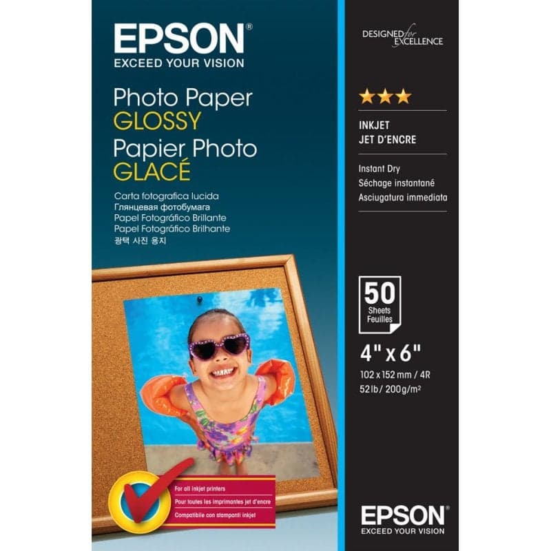 Papel fotográfico Epson Brilho 10x15cm 50 folhas 200g
