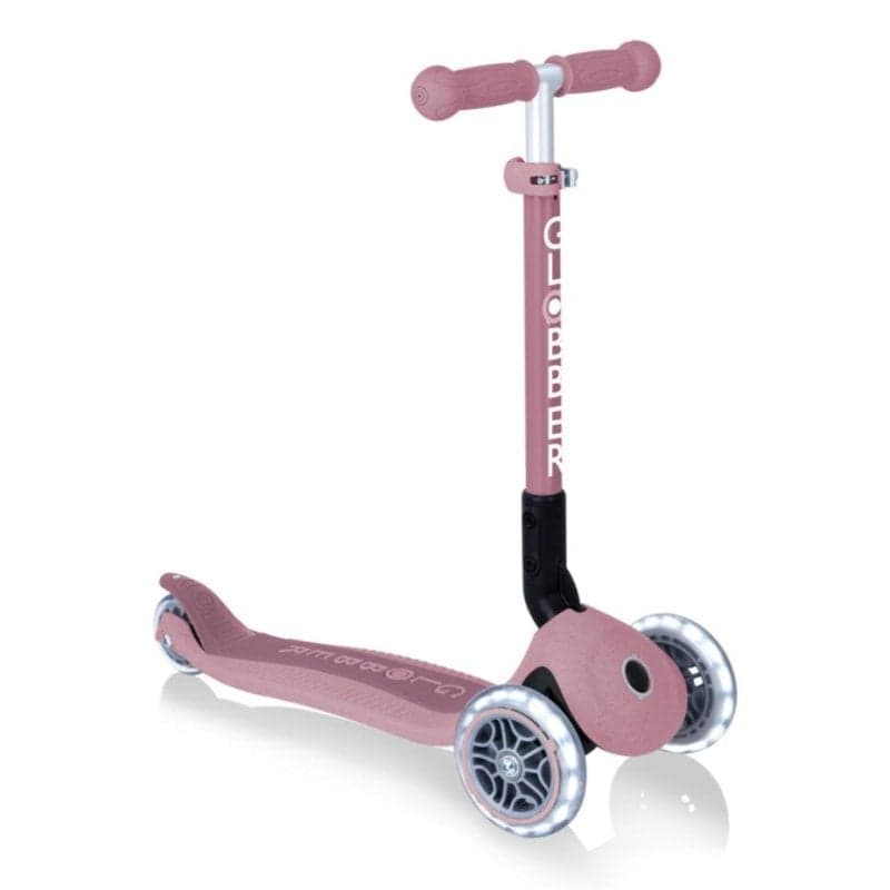 Patinete infantil Globber Junior dobrável 3 rodas luzes Berry 50 kg