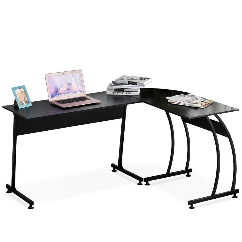 HomCom Mesa de Escritório em Forma L 112.5x152x74 cm Preta