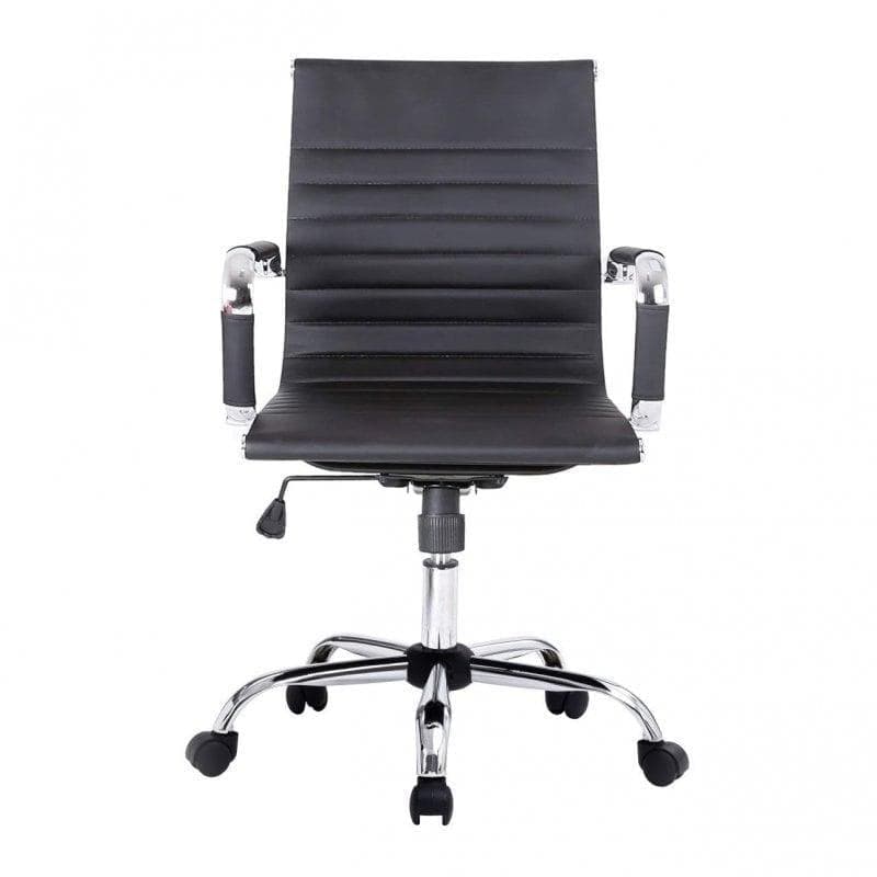 Cadeira de Escritório Equip 651002 Ergonómica Encosto Médio Preto Imit. Pele