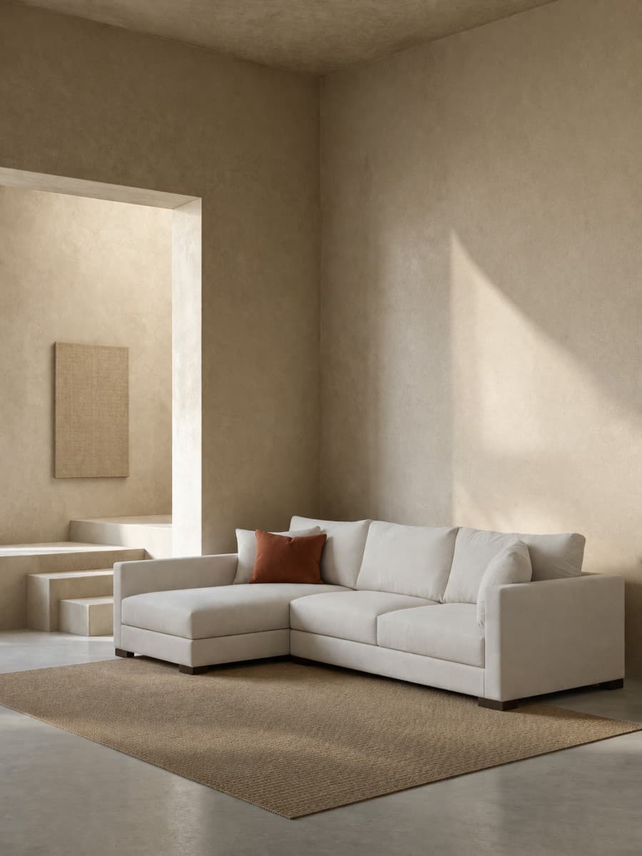 Ober sofá com chaise longue média esquerda cinza claro - Kenay Home