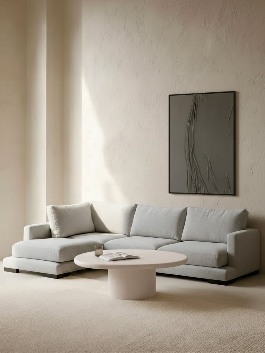 Crate sofá chaise grande esquerdo pérola - Kenay Home