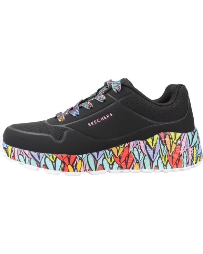 TÊNIS SKECHERS UNO LITE SUBTLE LOVE 314088L-BKMT PARA MULHER NEGRO