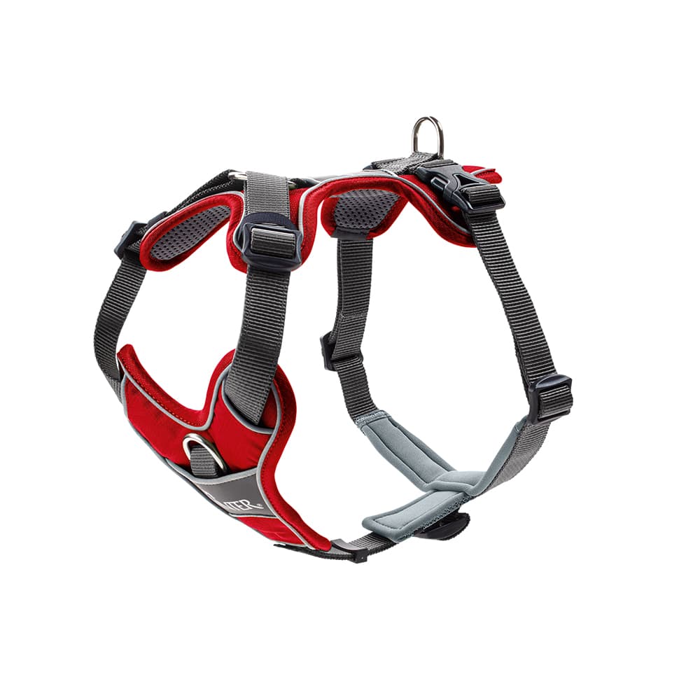 Peitoral HUNTER Divo vermelho e cinza para cães - T/L: medida do peito 72 cm-100 cm