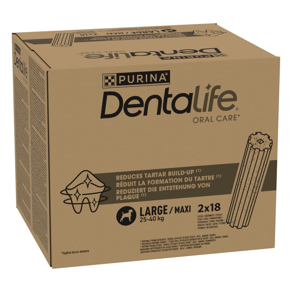 PURINA Dentalife snacks para cães de porte grande (25-40 kg) - 36 barritas (12 x 106 g)