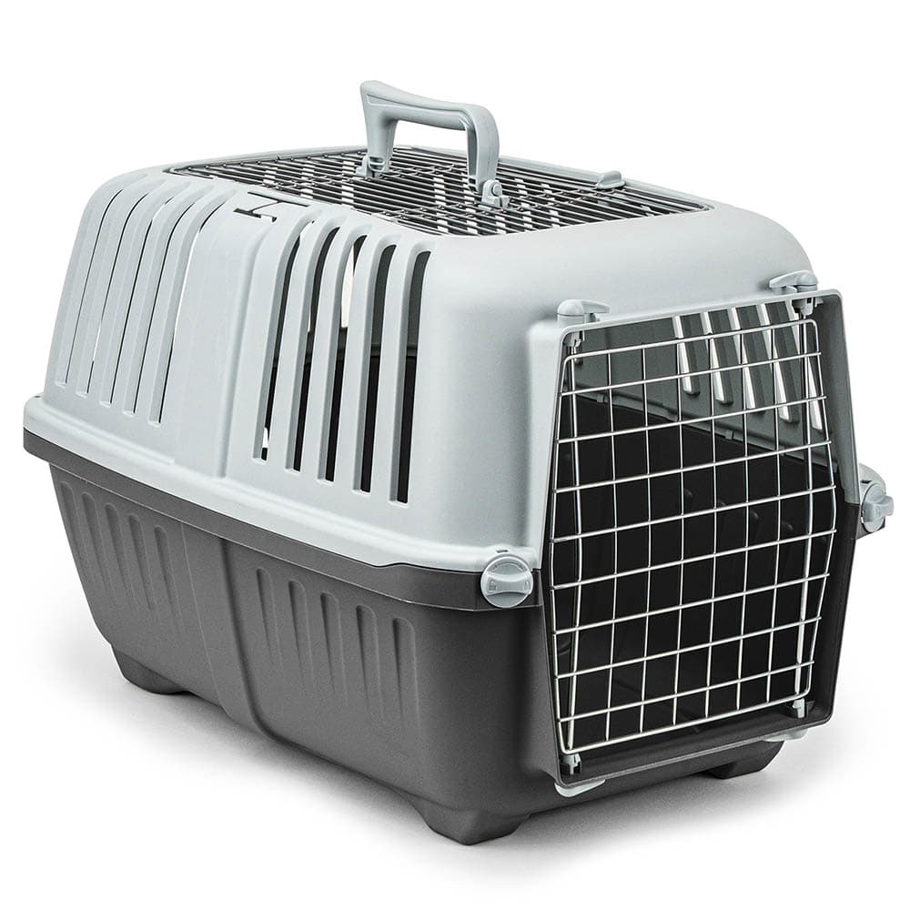 Lionto Caixa de transporte em plástico com porta metálica - L 35,5 x P 58,5 x A 40 cm