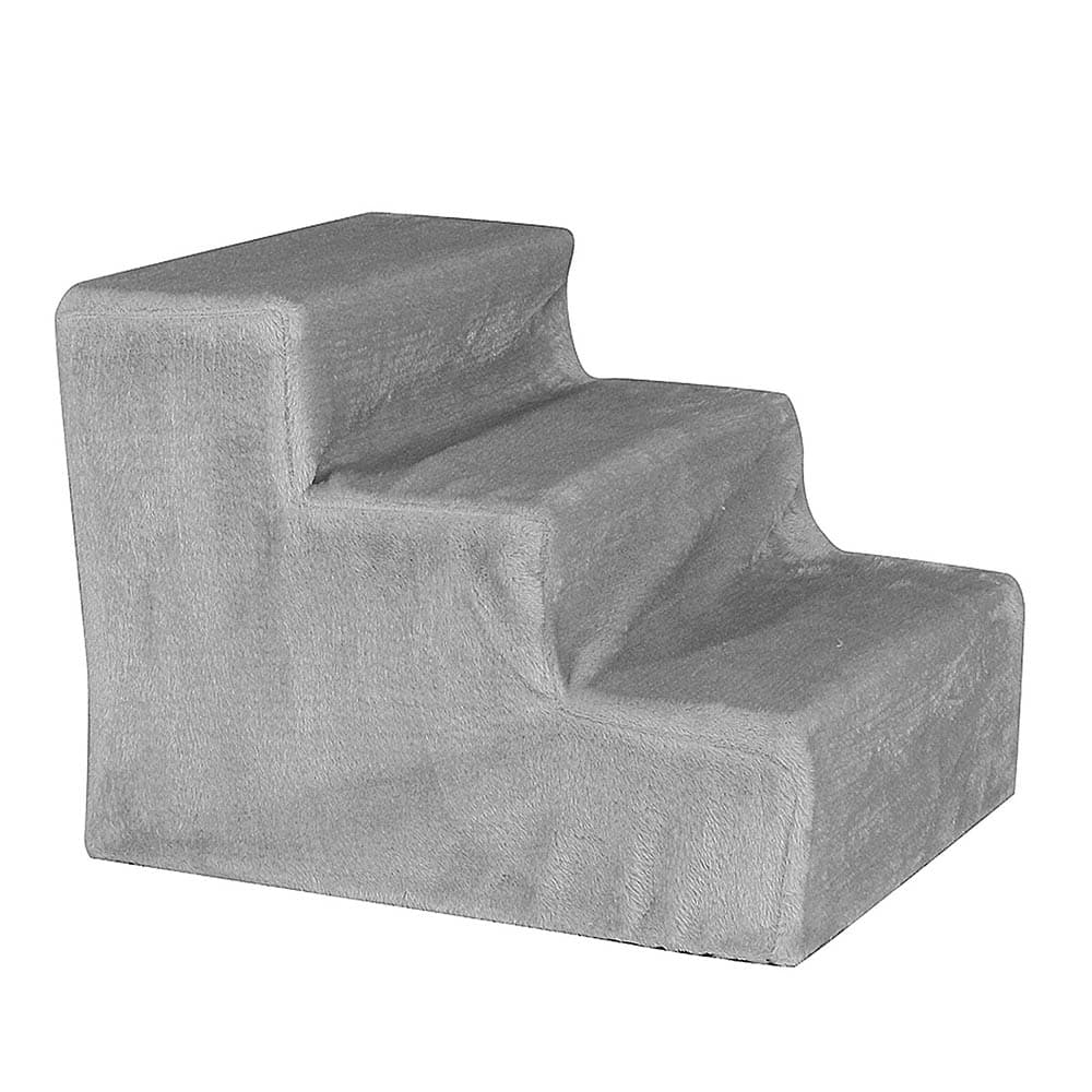Lionto Escada com cobertura de peluche para animais de estimação - Cinzento claro: 46 x 36 x 34 cm (C x L x A)