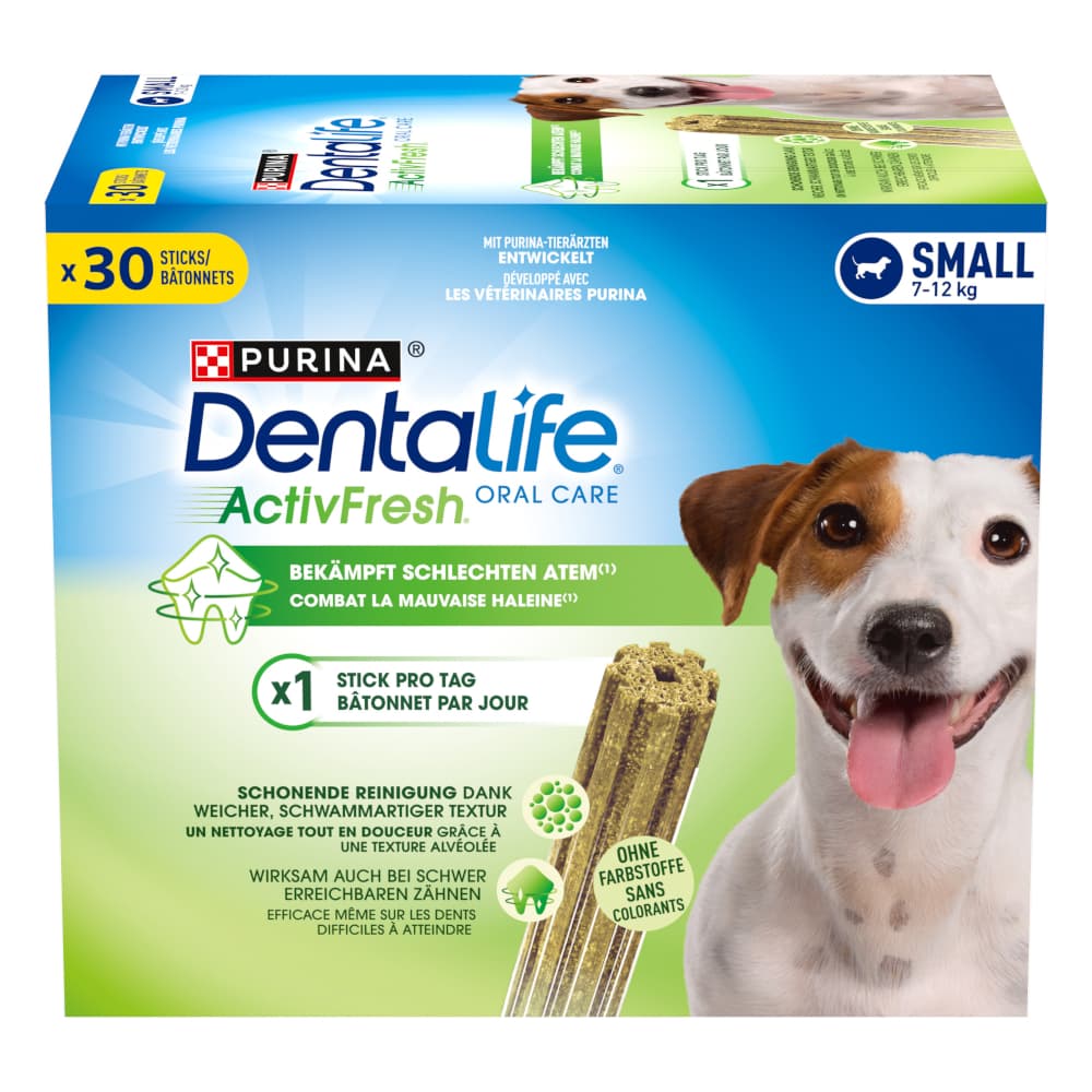 PURINA Dentalife Active Fresh snacks dentais para cães de porte pequeno - 30 barritas