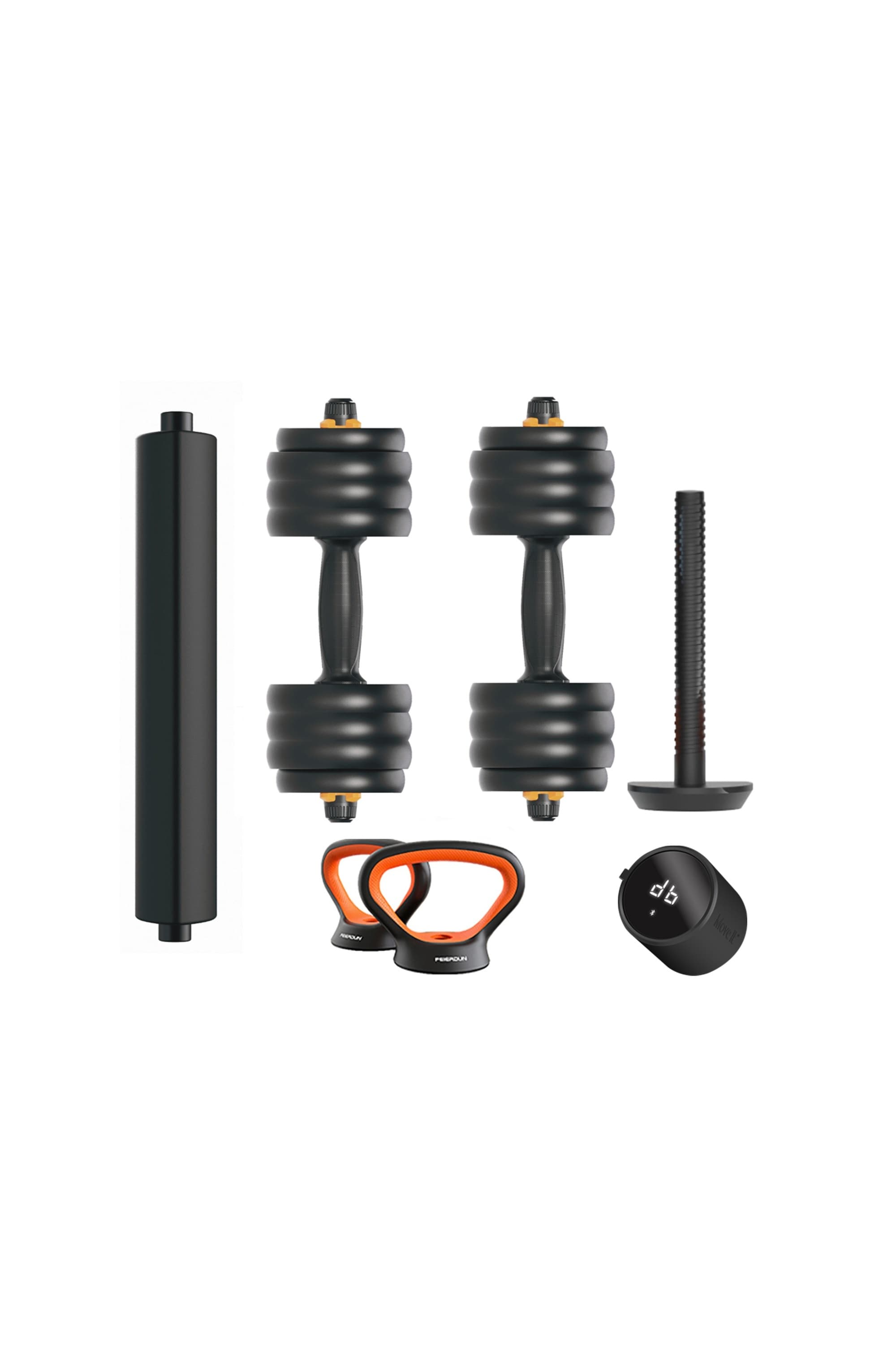 Kit De Pesos Conectados V2 40 Kg Fed: Halteres (pesos + Barras) + Barra + Kettlebell + Sensor - Hateres + barras + kettlebell MKP