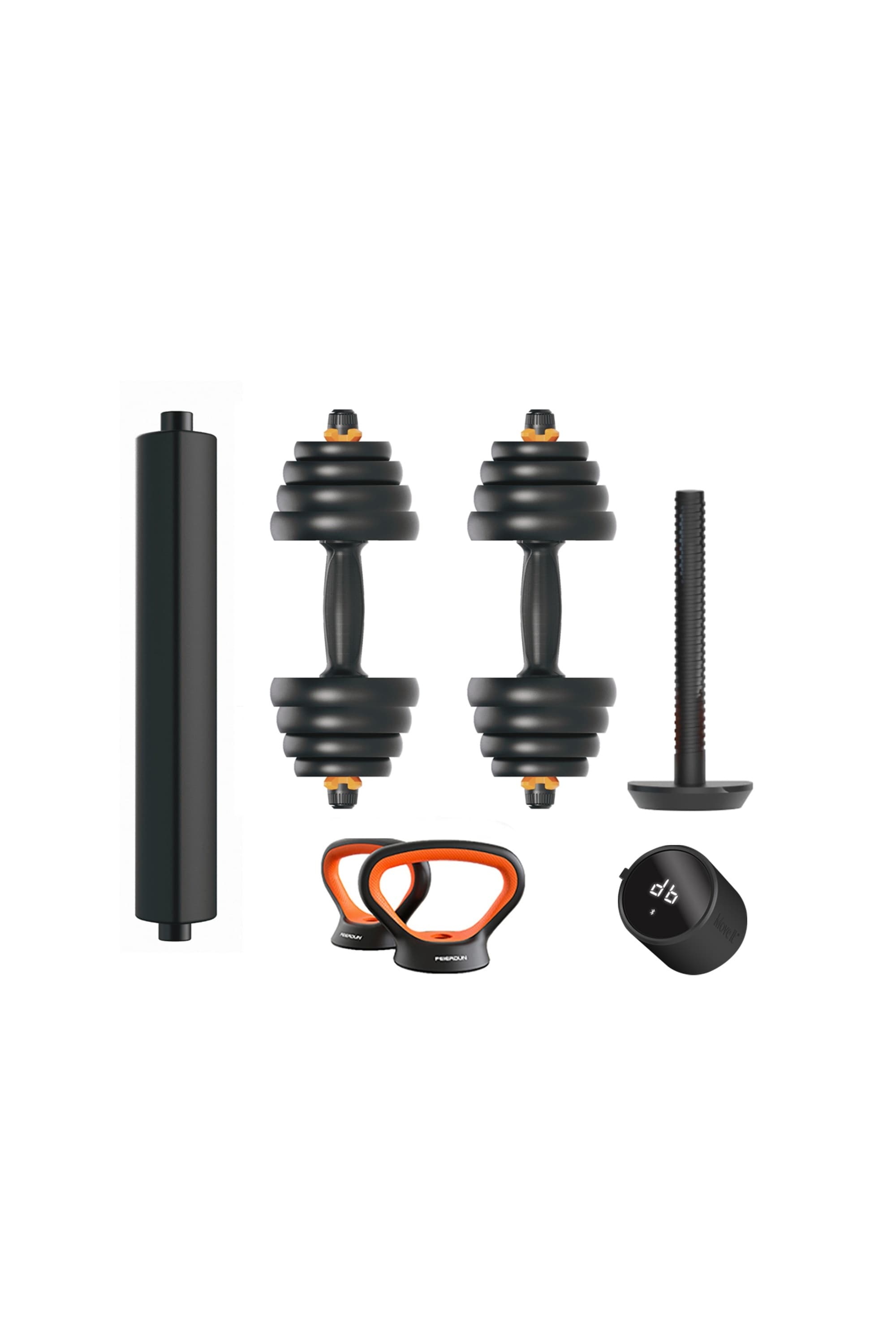 Kit De Pesos Conectados V2 30 Kg Fed: Halteres (pesos + Barras) + Barra + Kettlebell + Sensor - Hateres + barras + kettlebell MKP