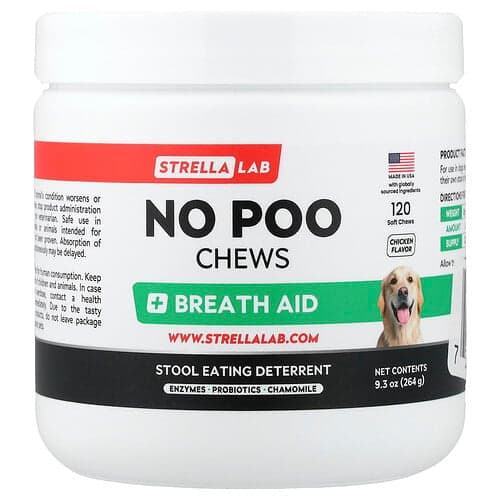 StrellaLab, No Poo Chews, For Dogs, Chicken, 120 Soft Chews, 9.3 oz (264 g)