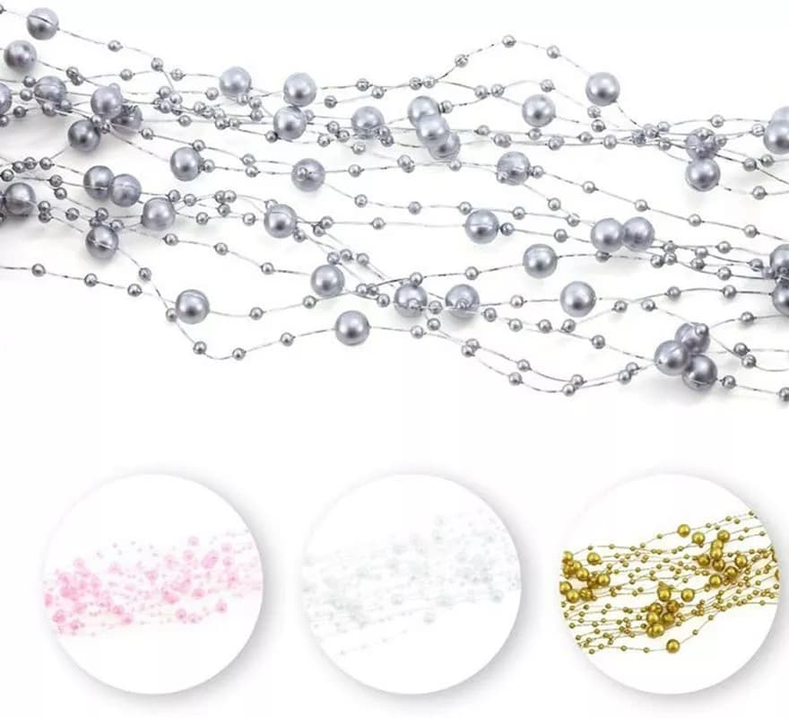 Decoração com 5 fios de pérolas 135 cm cores sortidas