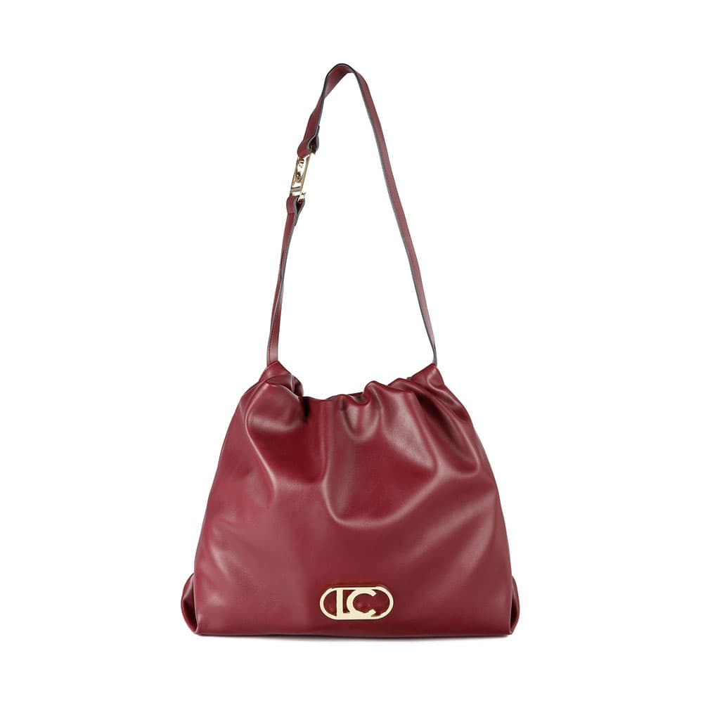 Lola Casademunt Bolsas, produtos de higiene pessoal e malas femininas Bolsa de compras em couro sintético com logotipo oval da LC
