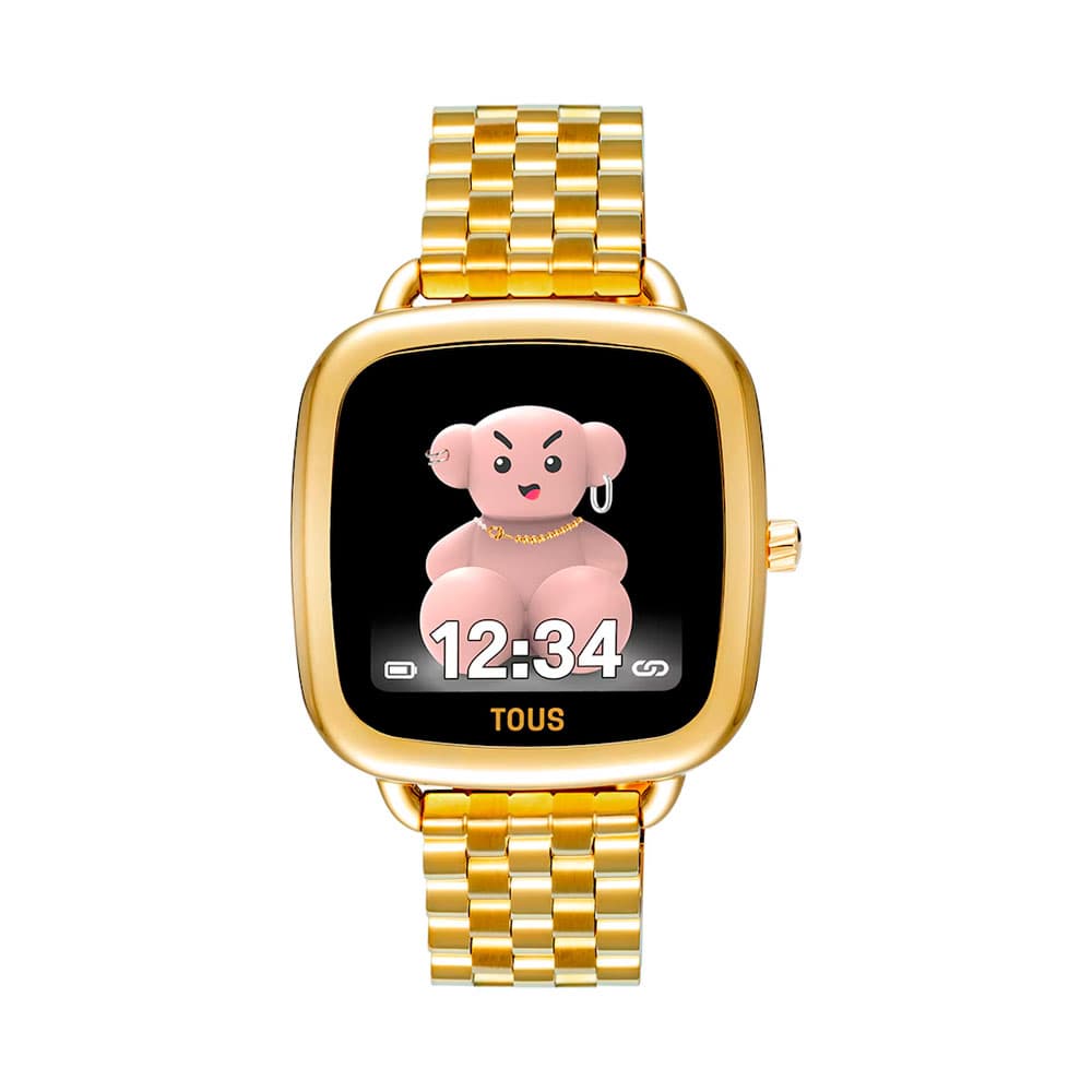 Tous Relógios femininos Smartwatch D-Connect com pulseira em aço IPG dourado