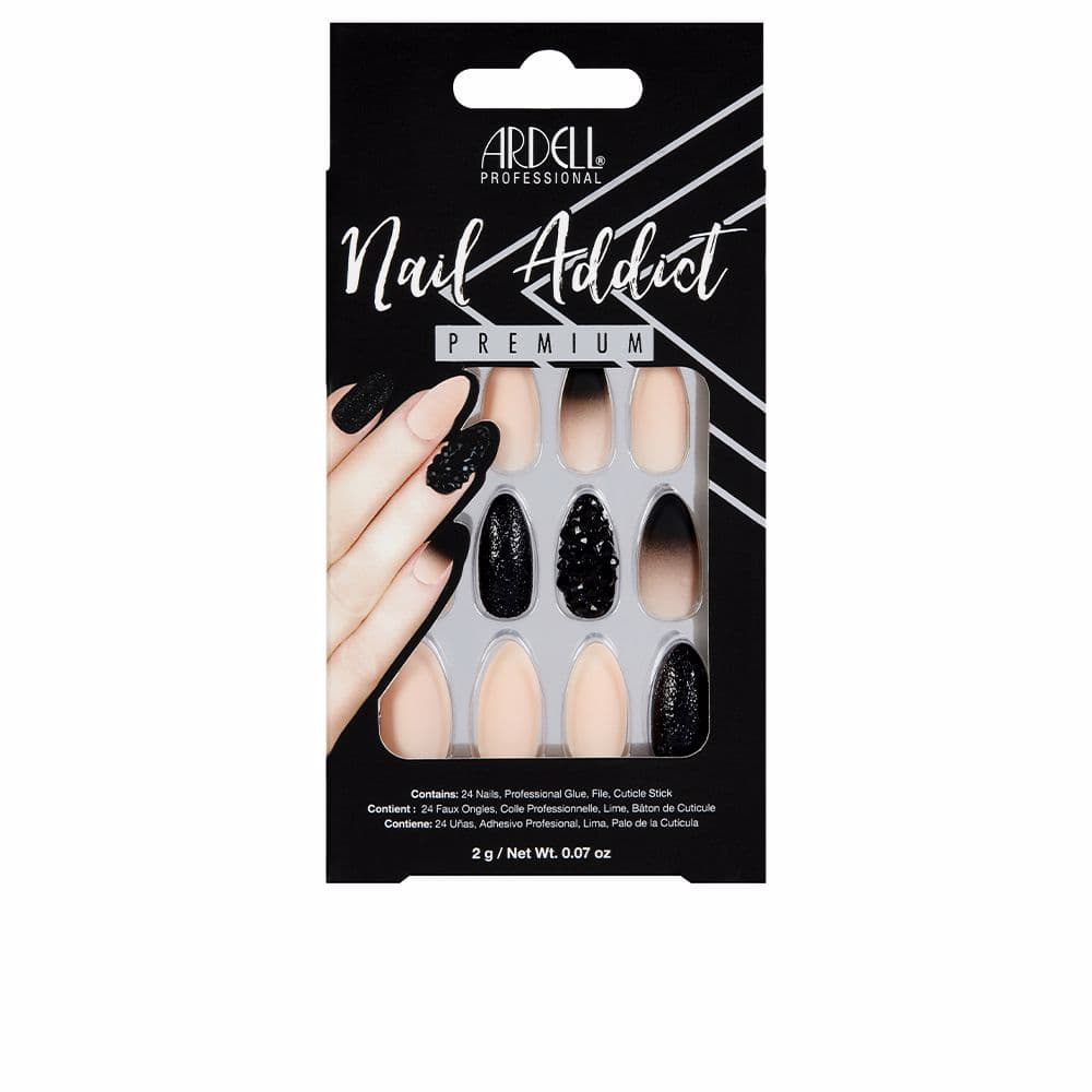 Ardell Nail Addict black stud & pink ombre