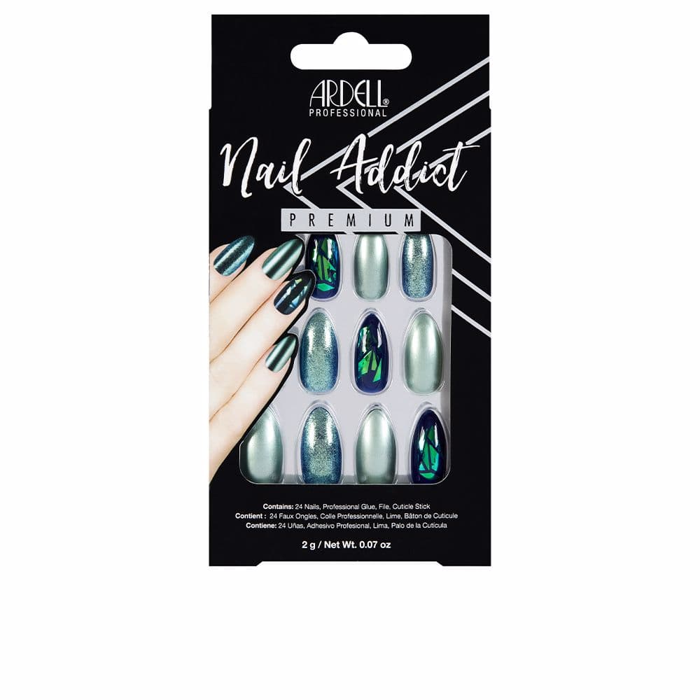 Ardell Nail Addict green glitter chrome
