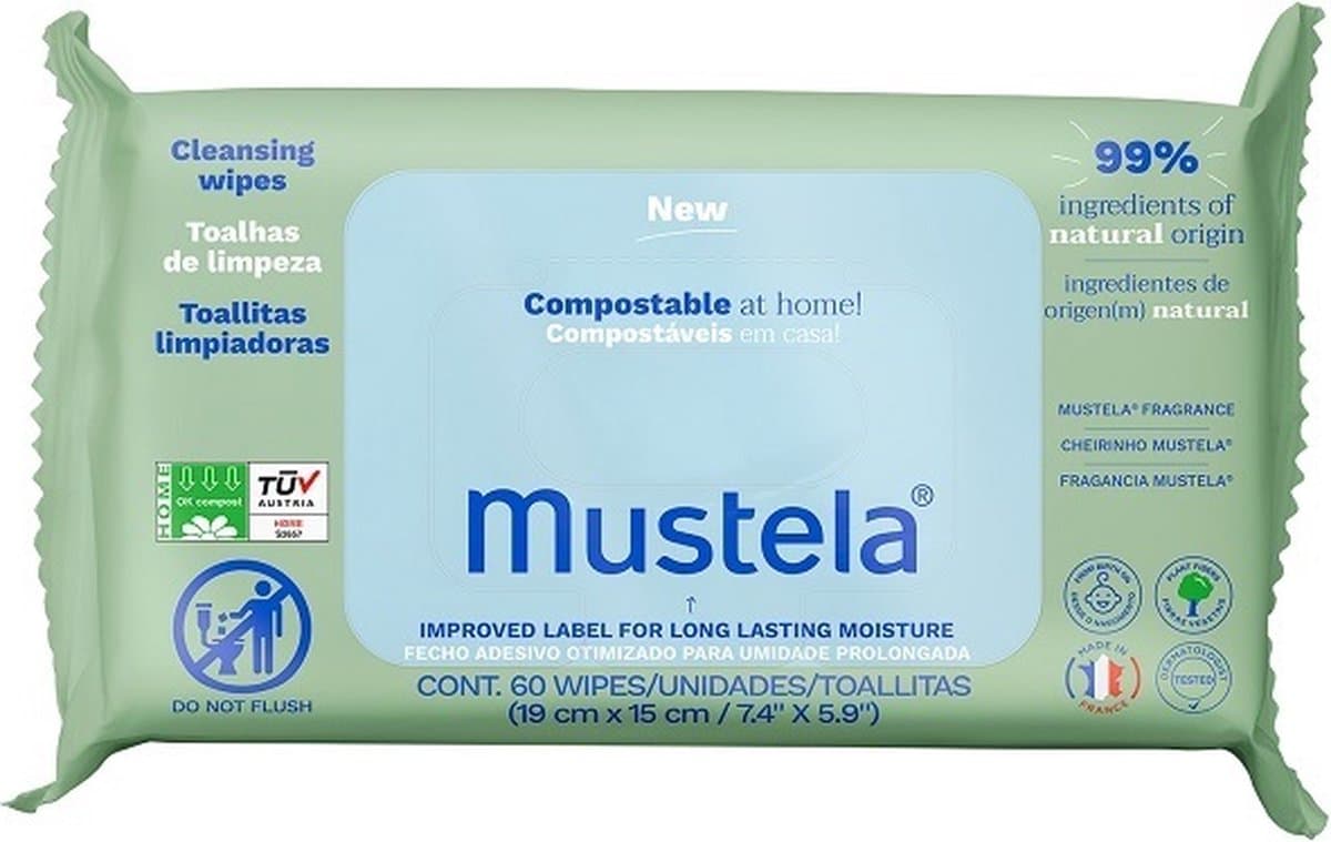 Mustela Toalhitas de limpeza compostáveis 60 Toalhitas