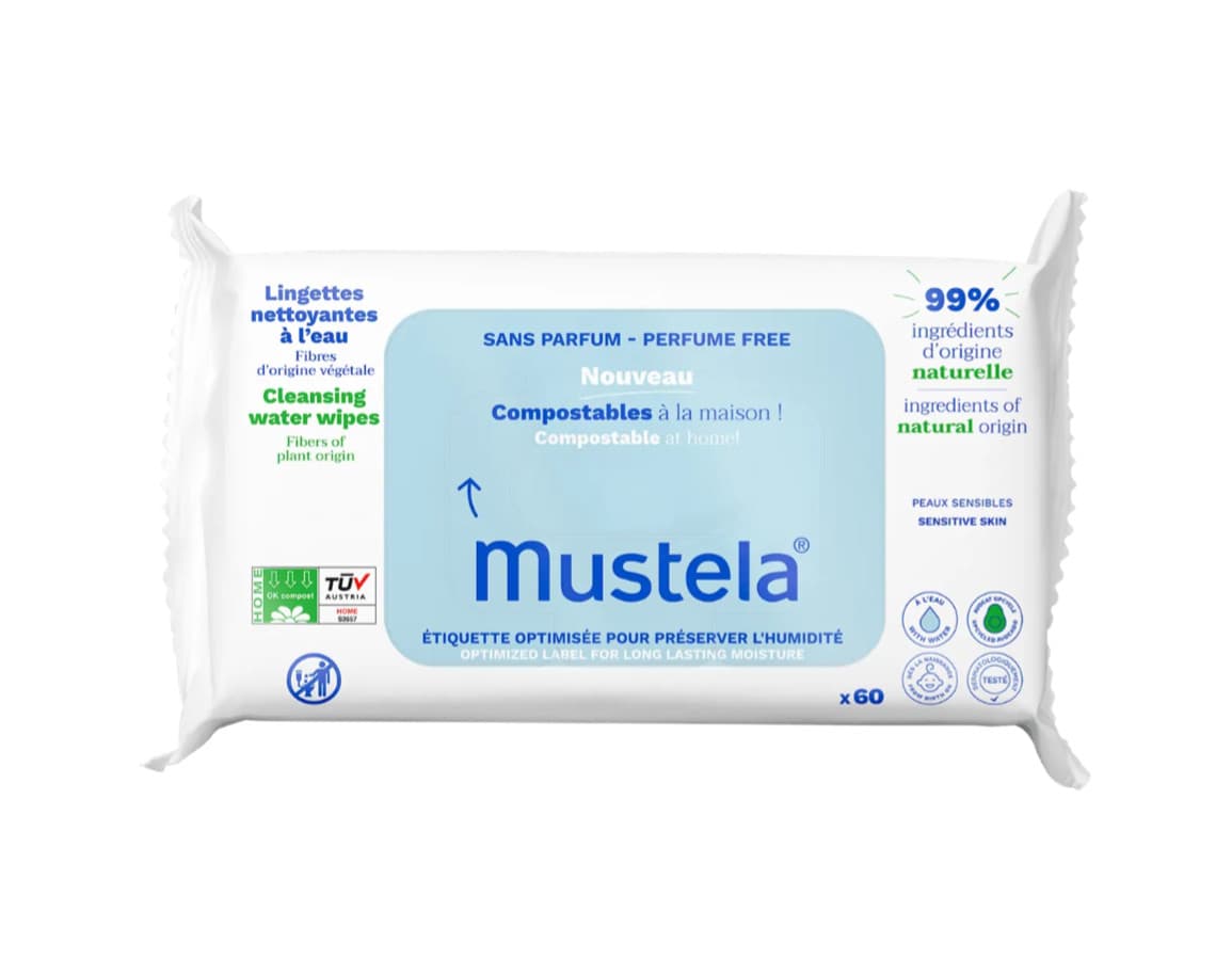 Mustela Bébé Toalhitas de Algodão Bio com Agua 60 Toalhitas