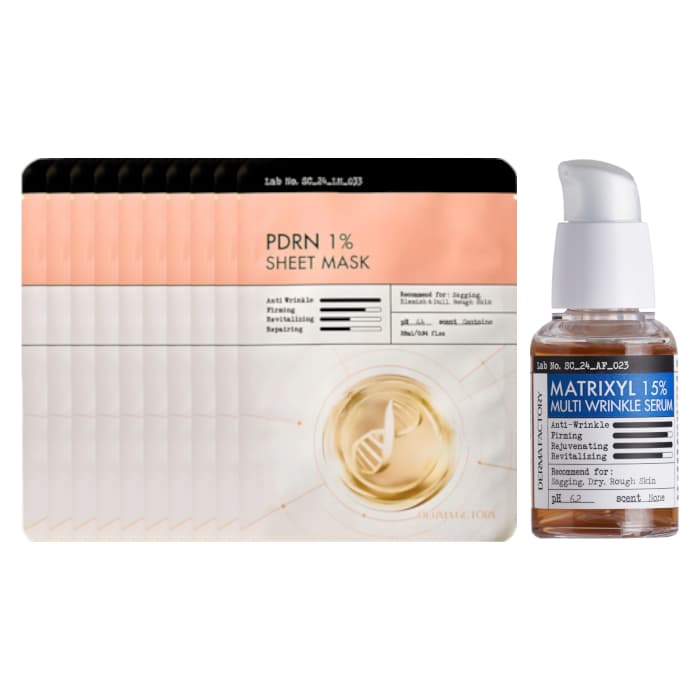 DERMA FACTORY - Matrixyl 15% Multi Wrinkle Serum (30ml x 1ea) & PDRN 1% Sheet Mask (10pcs) Set