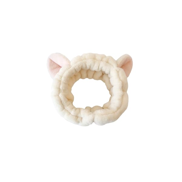 MsBlossom - Face Wash Cat Ribbon Headband - 1pc - White