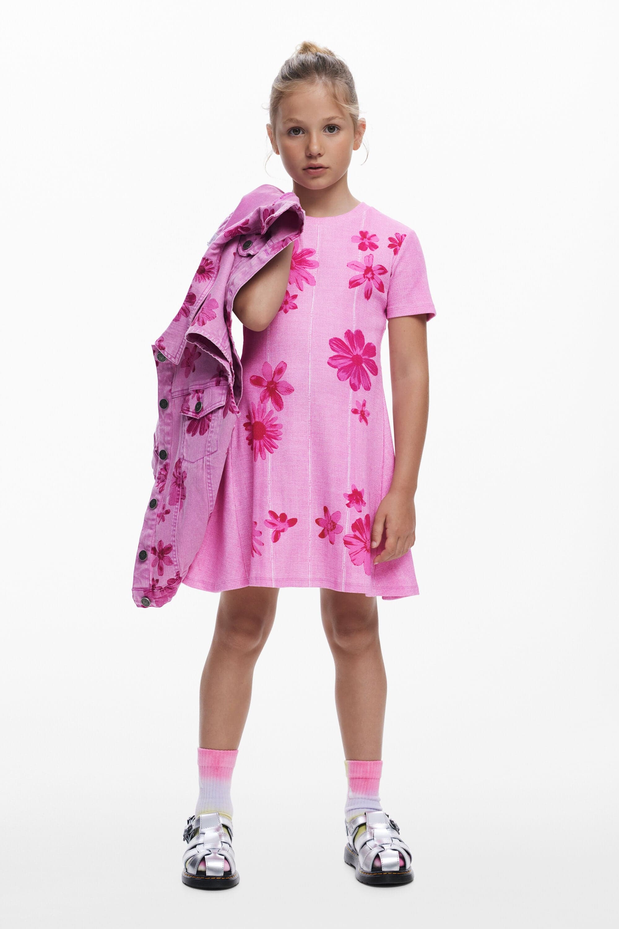 Desigual, Pleated floral dress, Kids, Cotton, Red, 9/10