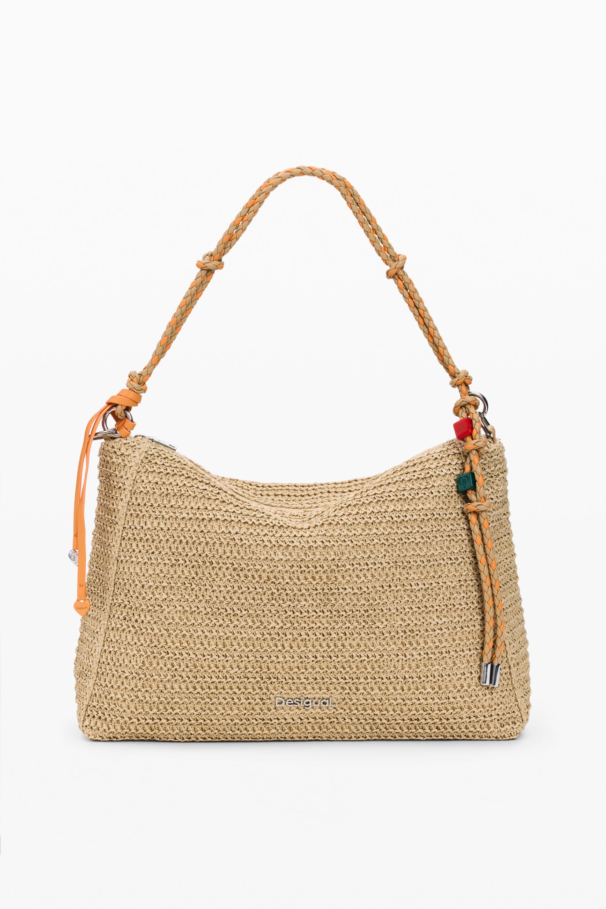 Desigual, Large Raffia Charms Bag, Women, Paper, White, U
