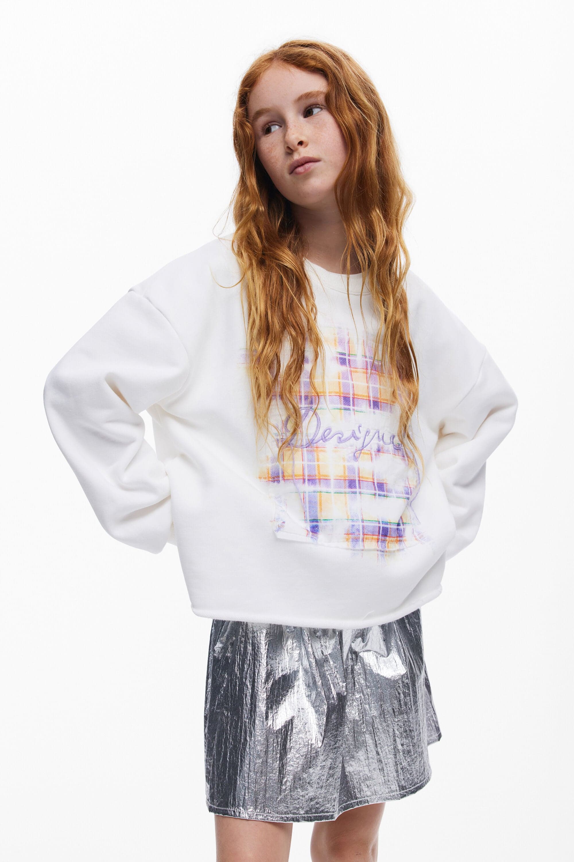 Desigual, sweatshirt bordada Desigual, Infantil, AlgodàO, Branco, 7/8