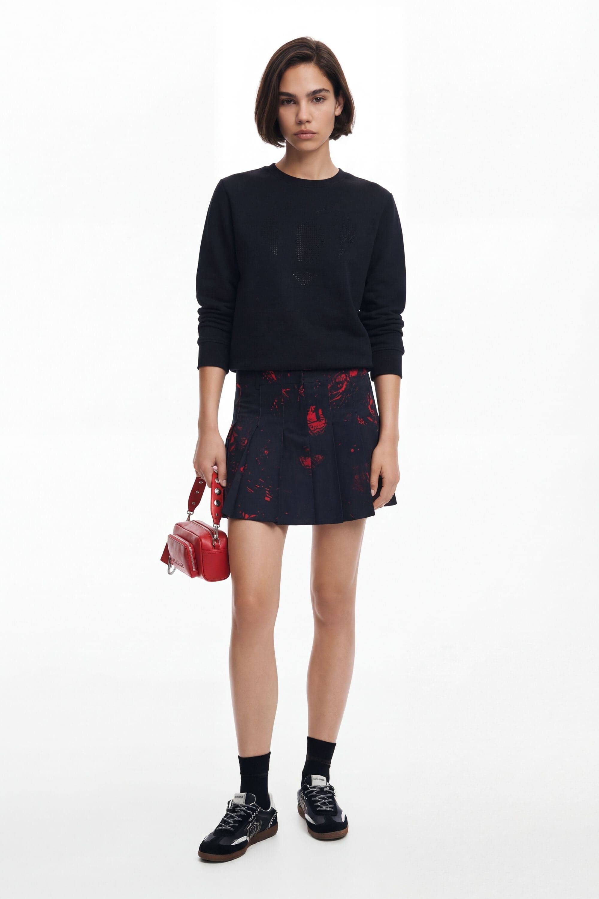 Desigual, Pleated miniskirt by M. Christian Lacroi, Cotton, Red, L