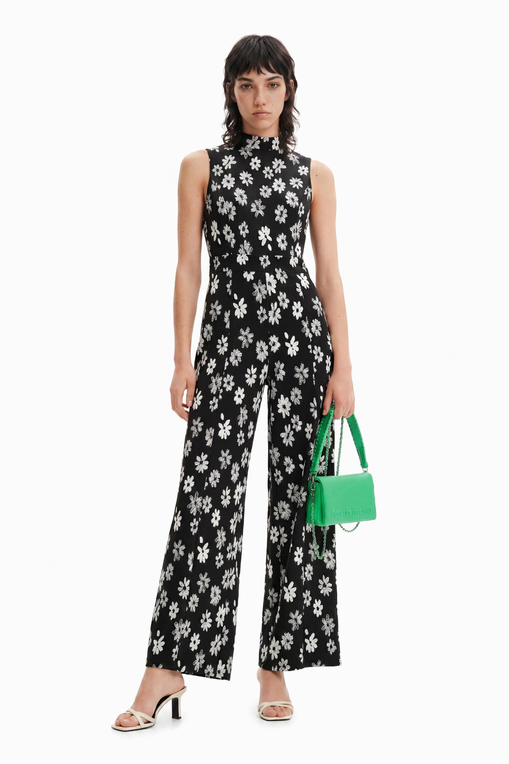 Desigual, Macacão flores contraste, Mulher, PoliÉSter, Preto, M
