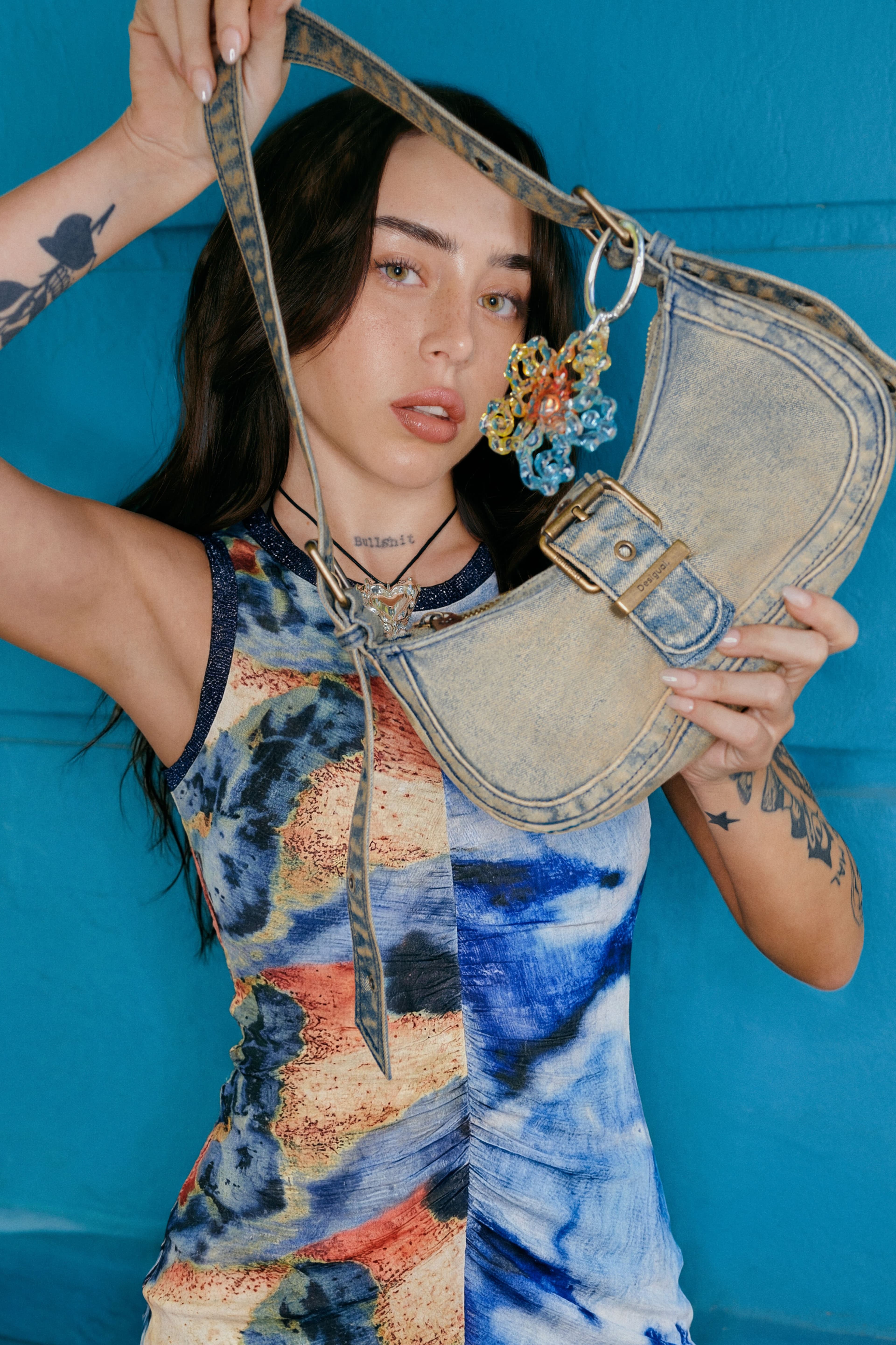 Desigual, Dyed denim bag, Women, Green, U