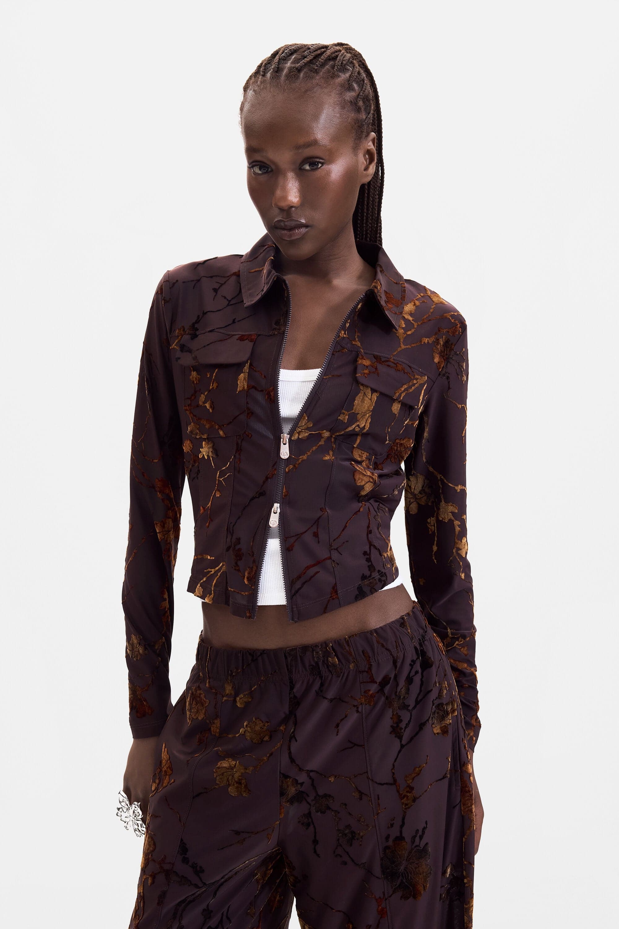 Desigual, Camiseta de malha de manga comprida, Mulher, PoliÉSter, Marrom, L