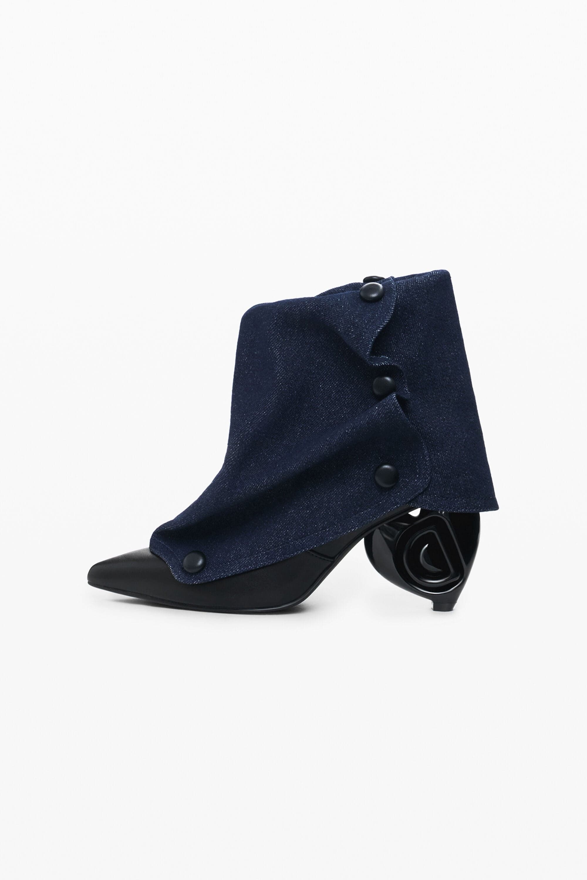 Desigual, Denim flap ankle boot, Women, Black, 37