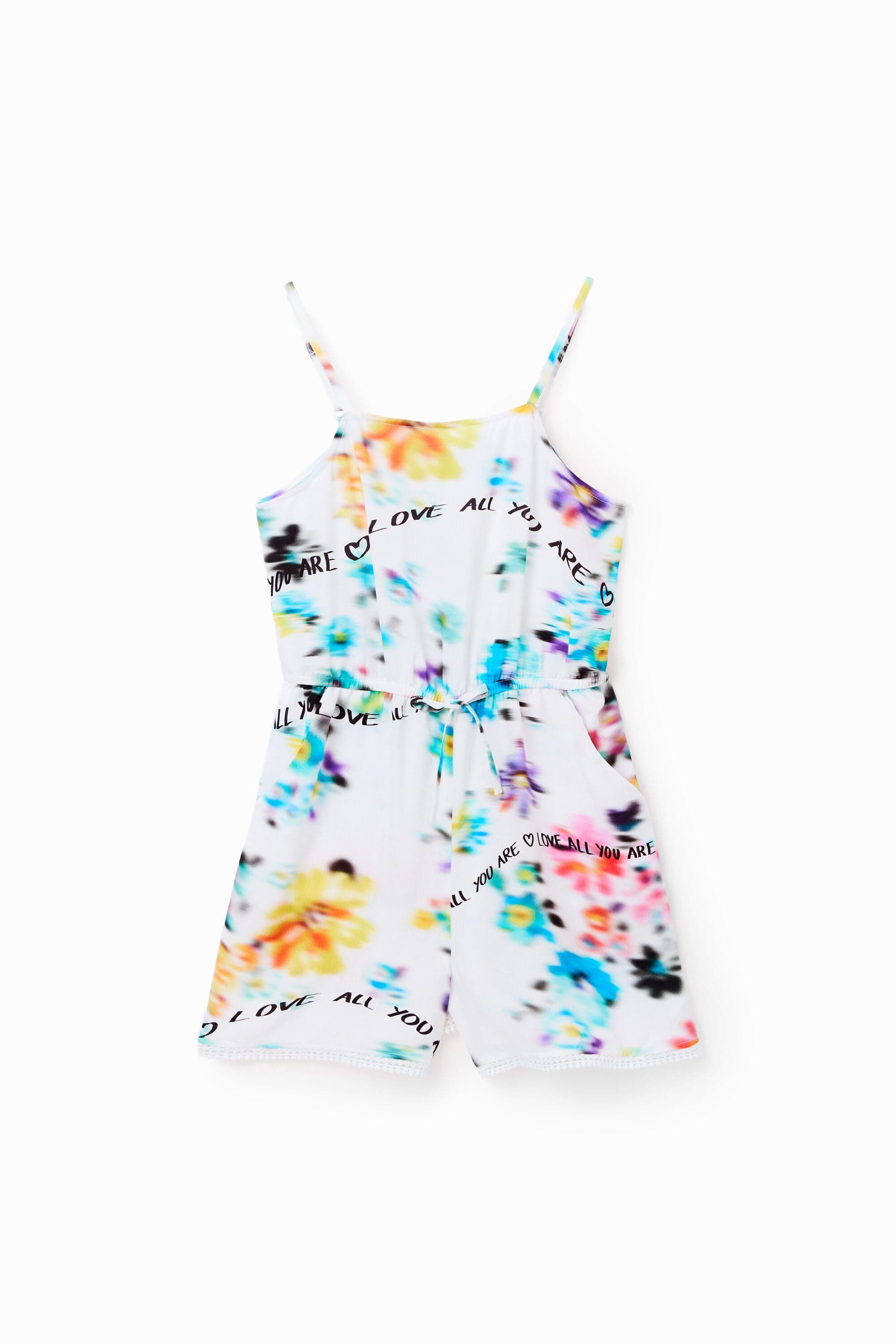 Desigual, Short strappy playsuit, Viscose, White, 11/12