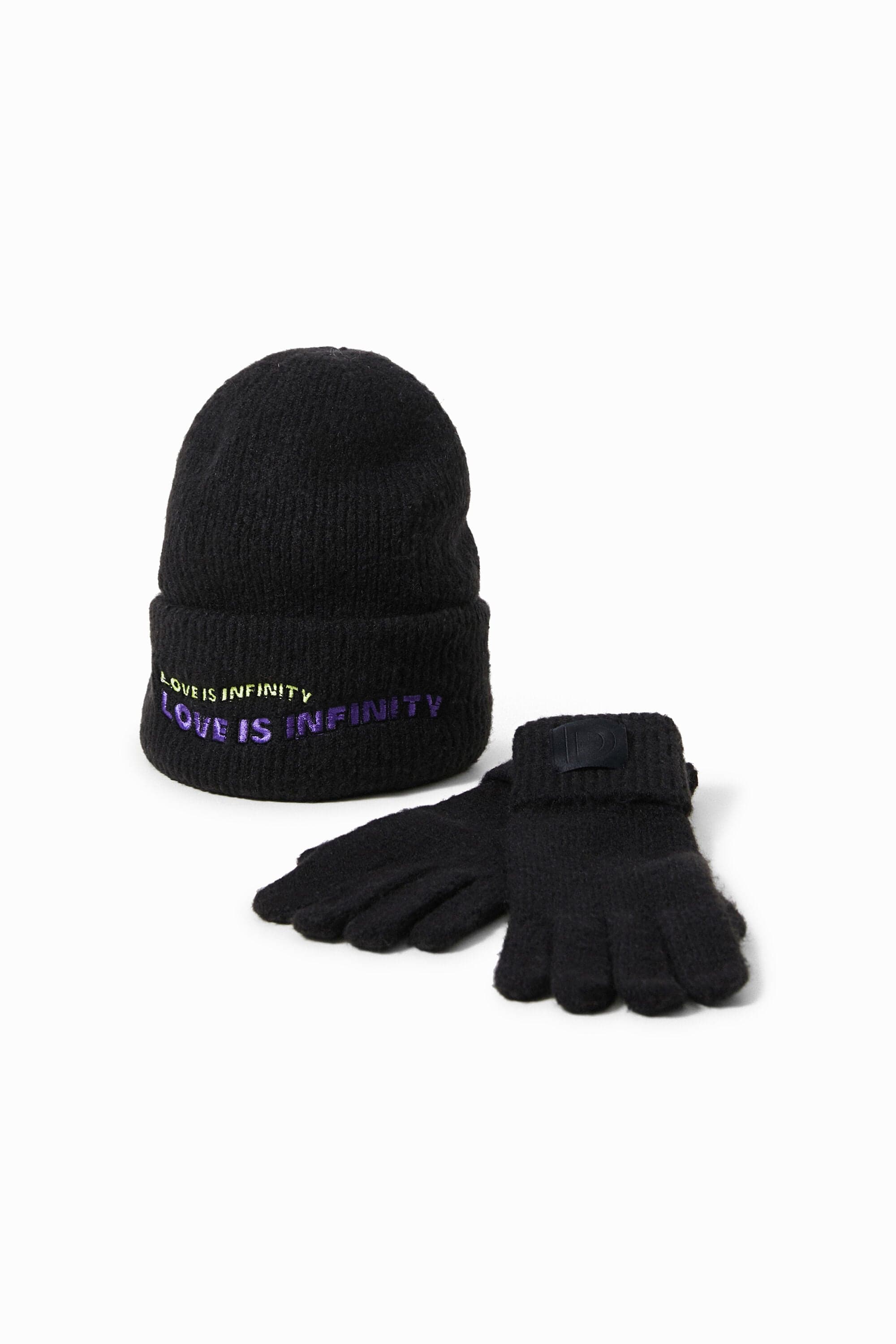 Desigual, Gift pack of hat and gloves, Black, U
