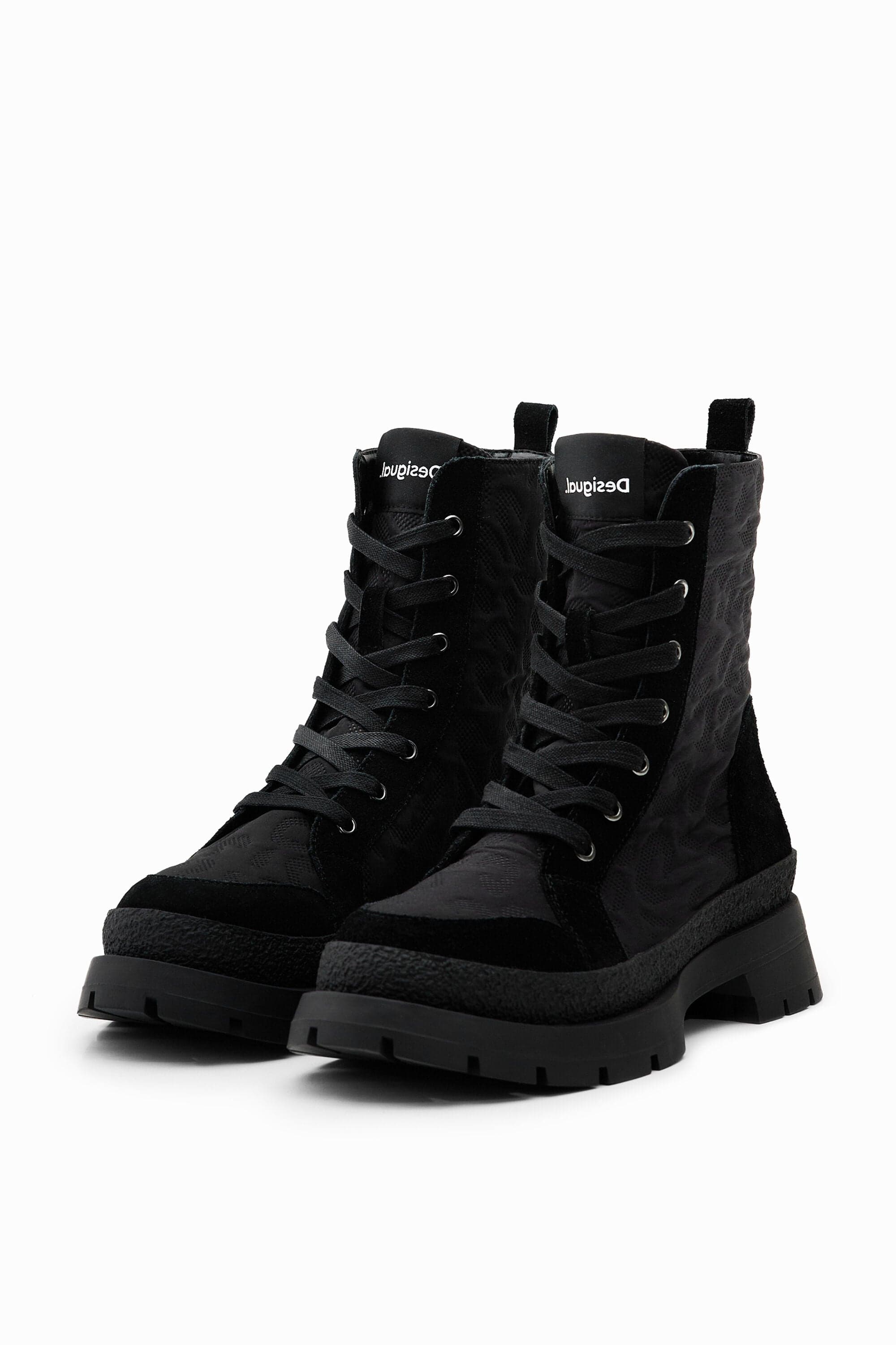 Desigual, Leopard-effect lace-up boots, Black, 36