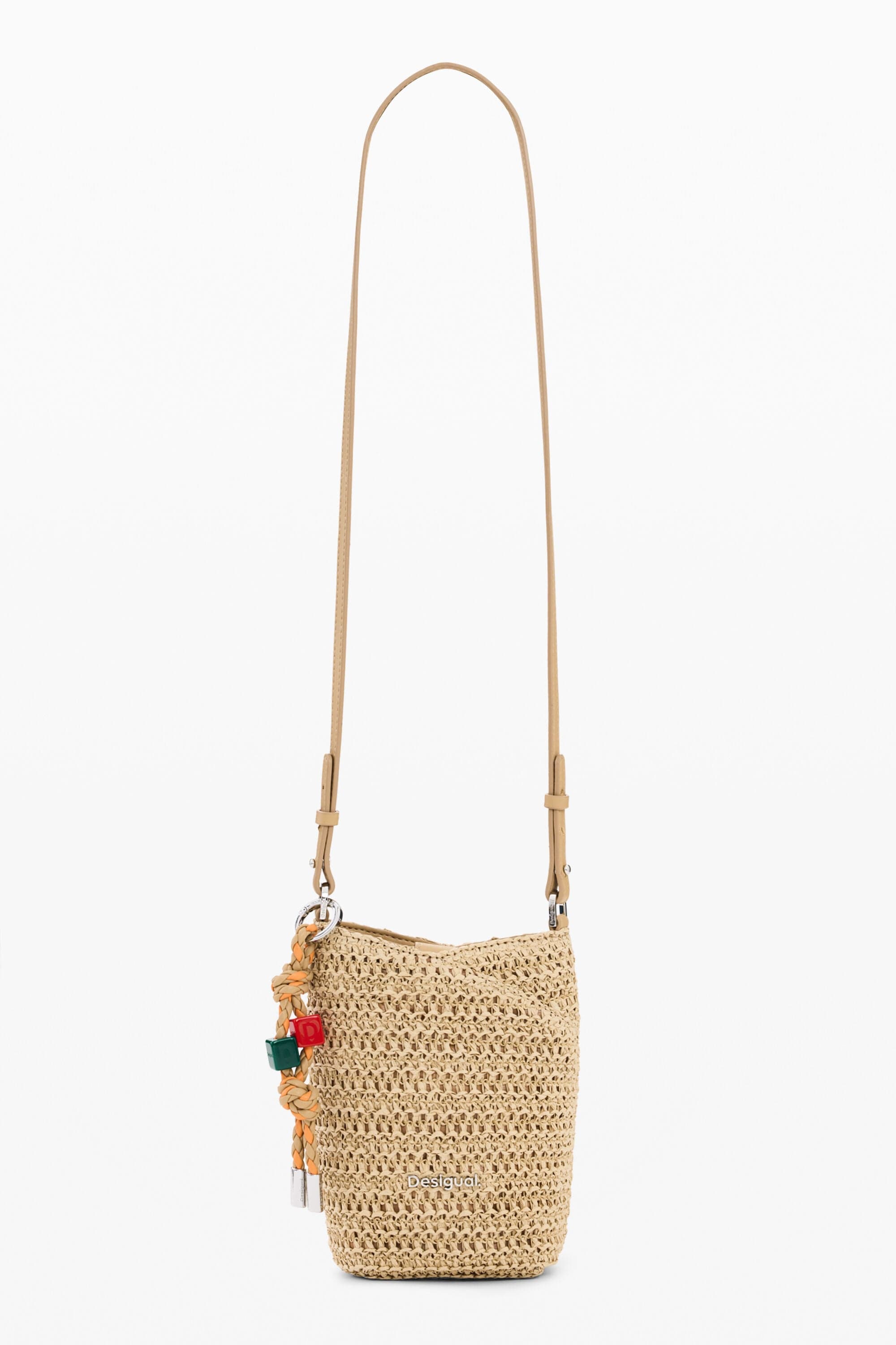 Desigual, Raffia Mobile Phone Holder Charms, Women, Paper, White, U