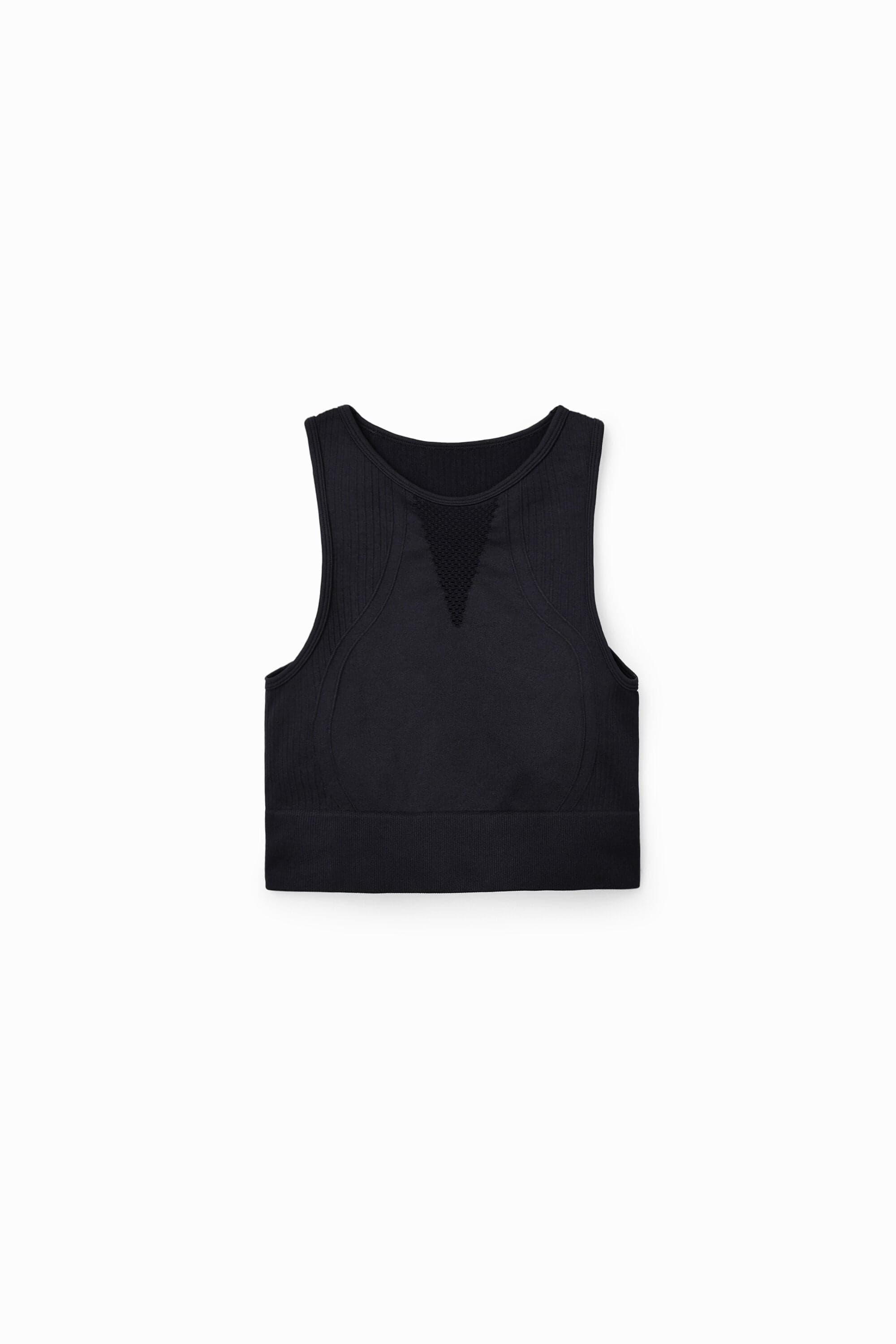 Desigual, Top curto elástico desportivo, Poliamida, Preto, XS